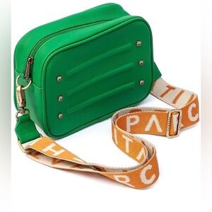 Parchita Nuba Vegan Leather Green Bandolera Structured Crossbody Bag